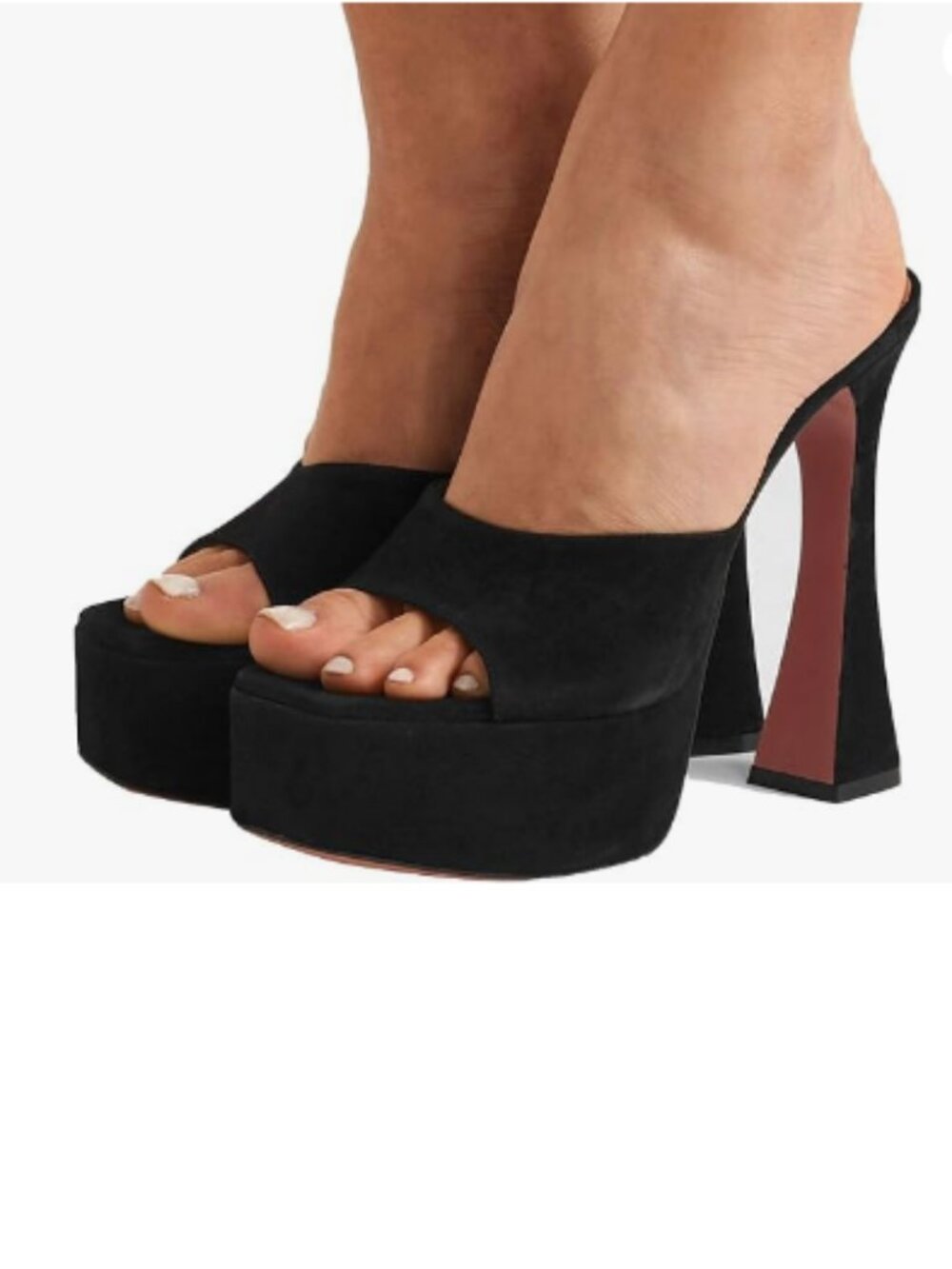 YDN Black Stylish Platform Slide Mules High Spool Heel Open Toe Dress Sandals